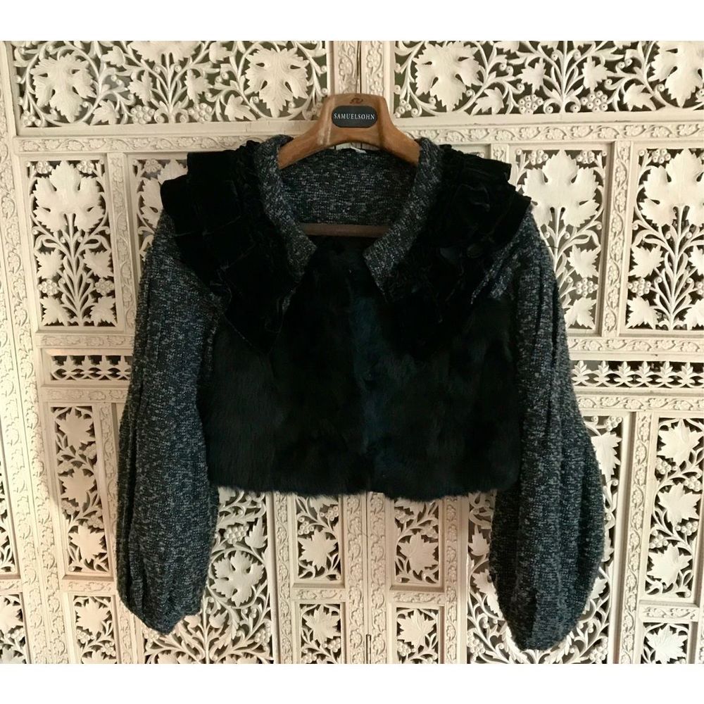 Princessa Jacket, Black, Short-cropped,  Knit, Funky Faux Fur, Goth Steetwear